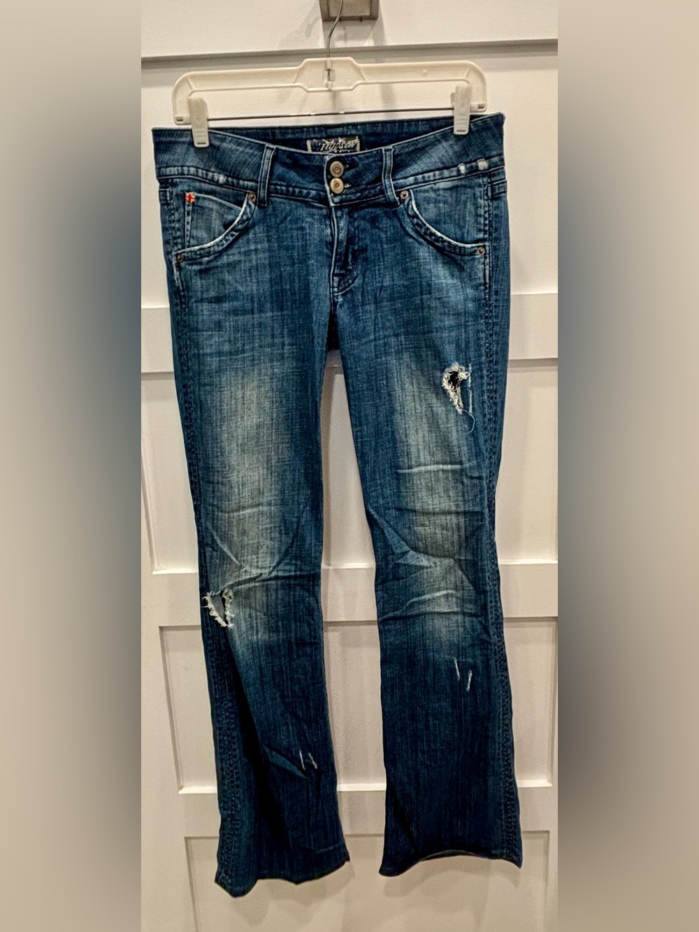 Hudson Jeans Women's Boot Cut Distressed Dark Blue Denim